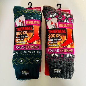 POLAR EXTREME 2 Pair Insulated Thermal Socks NWT